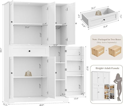 HOSTACK 68" Tall Kitchen Pantry Storage Cabinet - Image 3