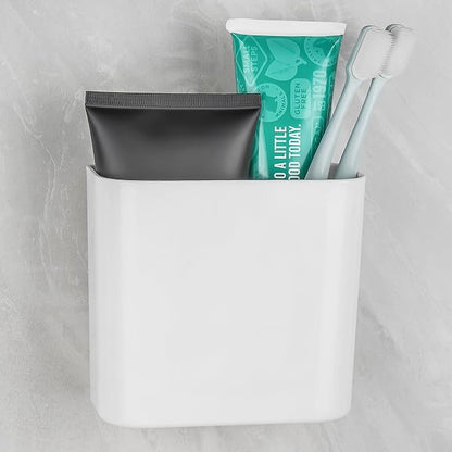 Multipurpose Wall Mount Toothbrush Holder, Self Adhesive Toothbrush Storage by LUEXBOX