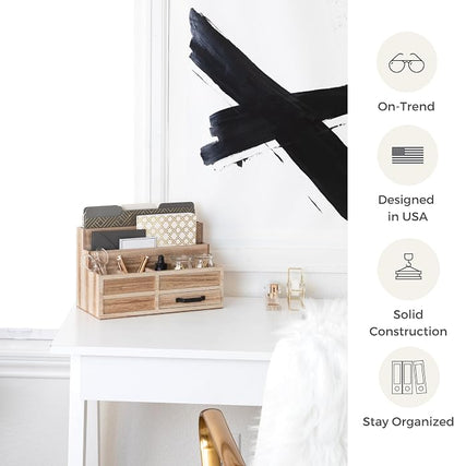 BLU MONACO | Natural Wood Mail Organizer - Image 3