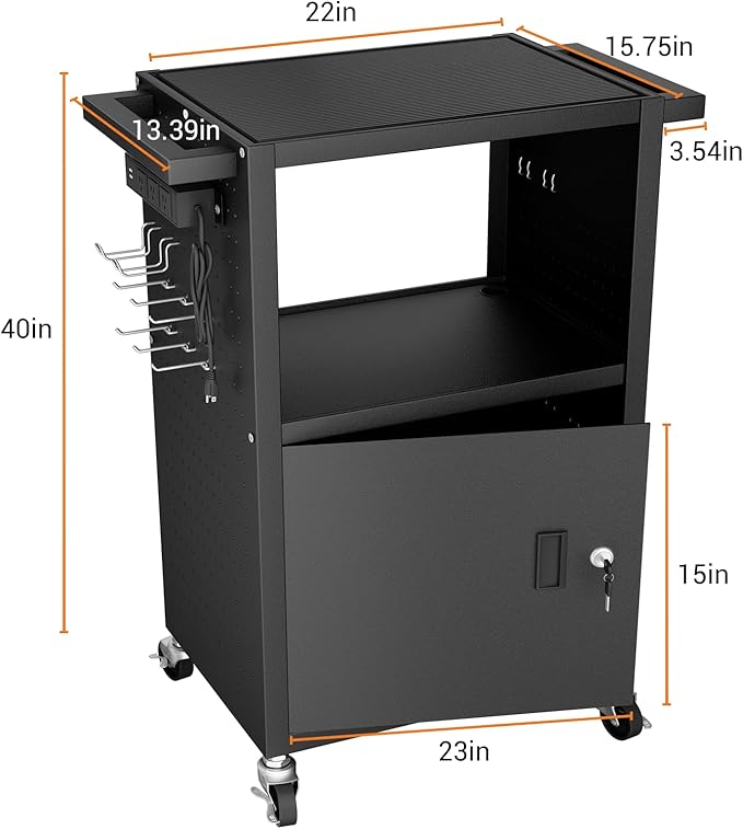 Mobile AV Cart with Push Handles, Heavy Duty Rolling Media Cart with Customized - Image 2
