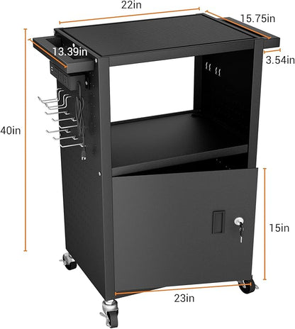 Mobile AV Cart with Push Handles, Heavy Duty Rolling Media Cart with Customized - Image 2