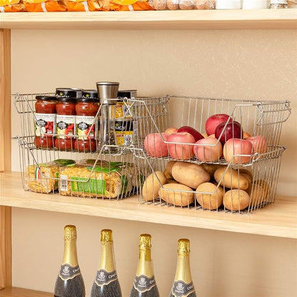 Stackable Wire Metal Baskets Fruit Vegetable Organization Pantry Cabinet Metal - Image 7