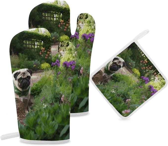 DOD in The Garden Oven Mitts and Pot Holders 3pcs Set | Polyester Heat - Image 6
