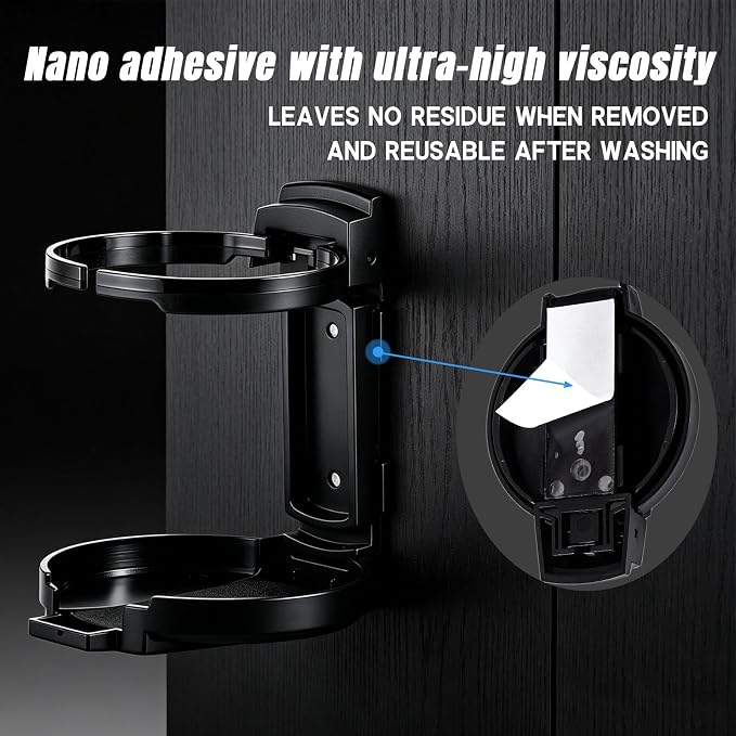 LITTLEMOLE 2PCS Adjustable Folding Cup Holder, Wall Mounted Cup Holder - Image 3