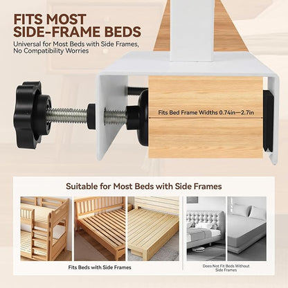 Bedside Shelf Rotating Foldable Tray:Height-Adjustable Clip On Bed Side Tray - Image 5