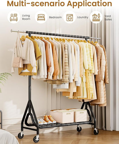 Heavy Duty Clothes Rack, Metal Clothing Rack Load 450 LBS, Rolling Coat Racks - Image 9