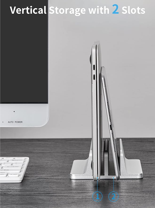 JARLINK Double Vertical Laptop Stand, Adjustable Aluminum Desk Dock, - Image 6