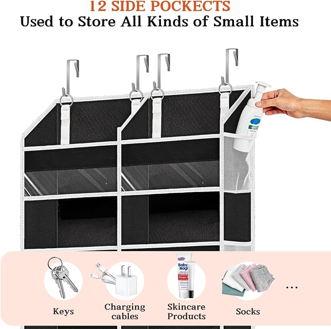 Over The Door Organizer 6 Tiers, Extra Large Behind Door Storage of 12 - Image 5