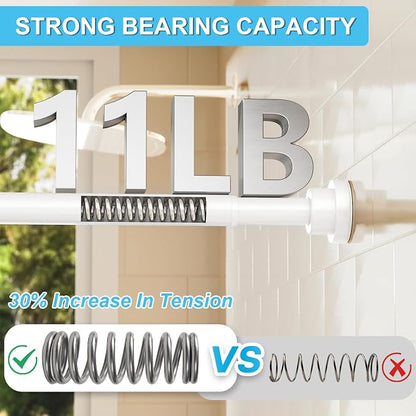Tension Curtain Rod 30 To 63 Inch White Tension Rods Adjustable Spring Loaded - Image 2