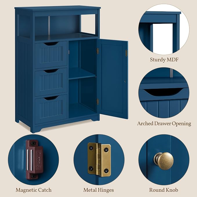 Yaheetech Bathroom Floor Cabinet, Free Standing Wooden Storage Organizer - Image 7