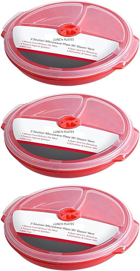 3 pack- Microwave Food Storage Travel Tray Containers - Image 6