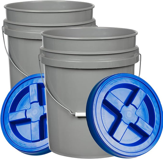 House Naturals 5 Gallon Food Grade BPA Free Made in USA Pails Gray Bucket by House+Naturals