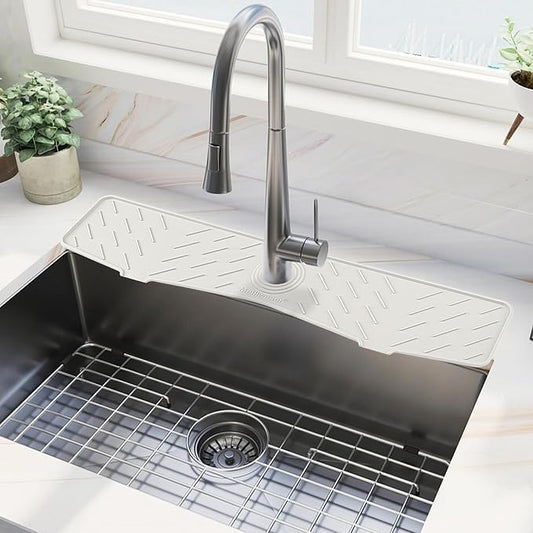Meiliweser Faucet Mat for Kitchen Sink – 24” x 5.1” Extra-Long Silicone Splash by Meiliweser