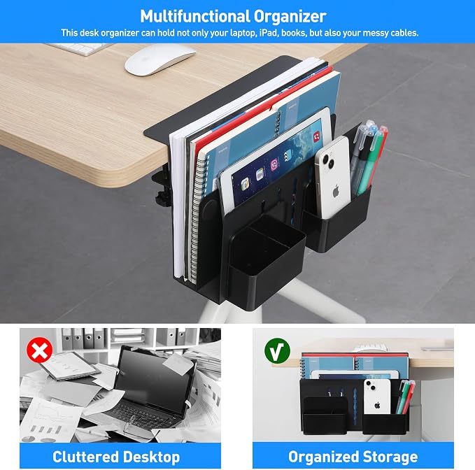 MAXECHO Desk Side Storage, Under Desk Laptop Mount, Table Side Hanging File - Image 3