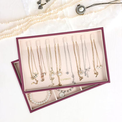 LANDICI Stackable Jewelry Organizer Trays 4 Set, PU Leather Jewelry Organizer - Image 6