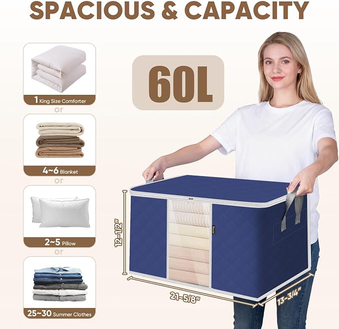 BALEINE 8 Pack Clothes Storage Bags, 16 Gallon Storage Containers - Image 3