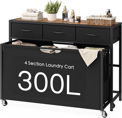 Laundry Sorter, Rolling Laundry Hamper by FIONESO