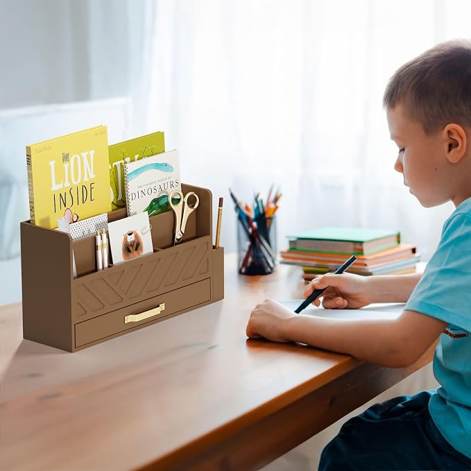 Bamboo Desk Organizer Mail Holder Countertop Wood Desk Drawer Tabletop Storage - Image 6