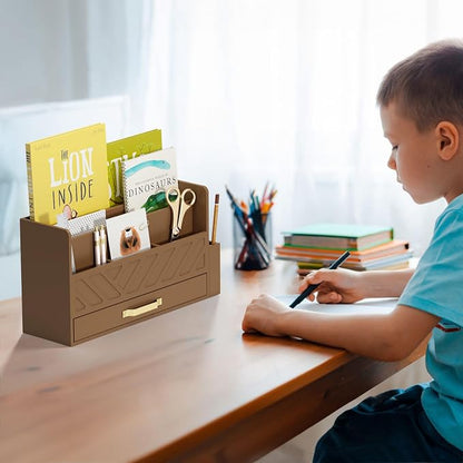 Bamboo Desk Organizer Mail Holder Countertop Wood Desk Drawer Tabletop Storage - Image 6