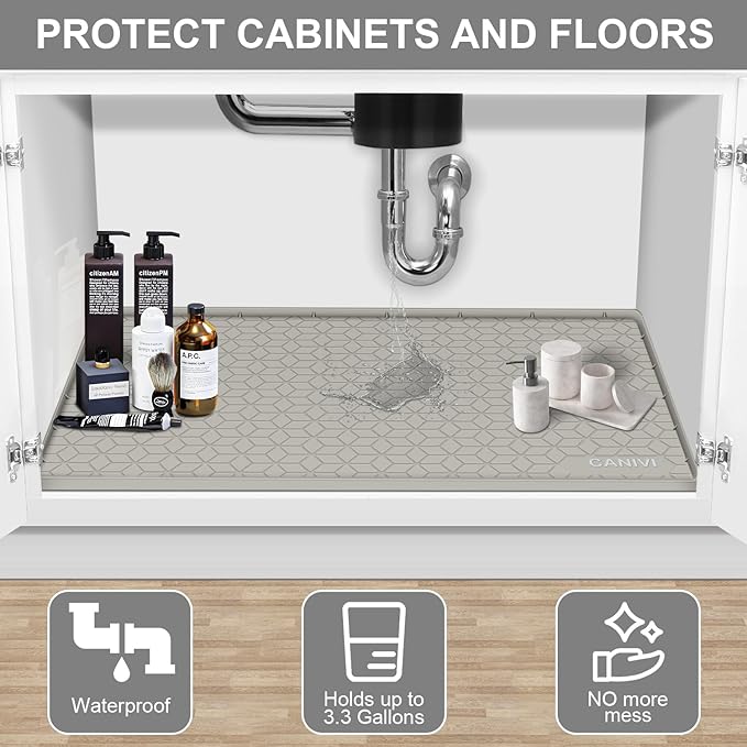 Under Sink Mat, Kitchen Cabinet Shelf Protector, Fits 36 inch Standard Cabinet - Image 4