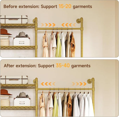 L2 Wall Mounted Closet System, Industrial Pipe Clothing Rack Clothes Racks - Image 7
