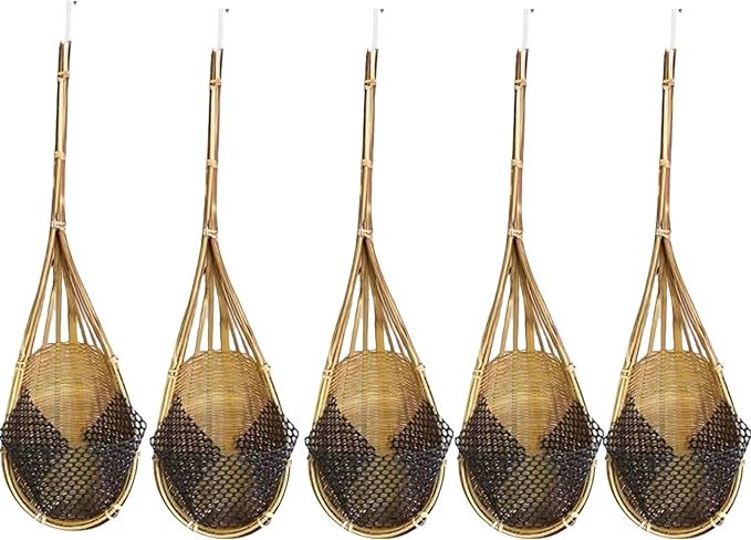 Hanging Orchid Planter Plant Pot: 4" Handmade Bamboo Flower Basket - Image 9