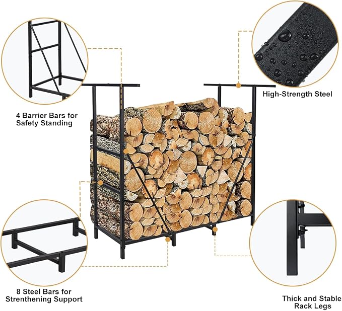 Vailge Firewood Rack Outdoor 4FT - Image 3
