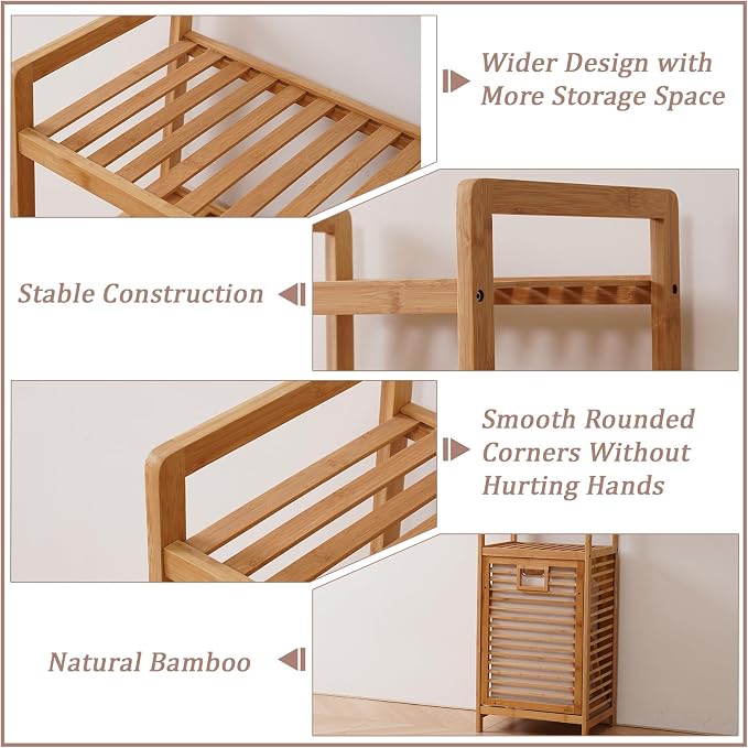 Laundry Hamper with 2-Tier Shelves & Tilt Out Basket, Laundry Baskets Organizer - Image 5