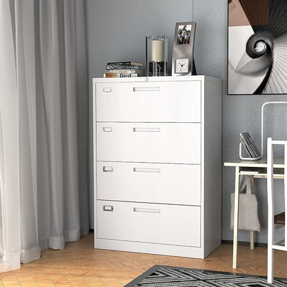 Lateral File Cabinet with Lock, 4 Drawer Large Metal Filing Cabinet, Home - Image 8