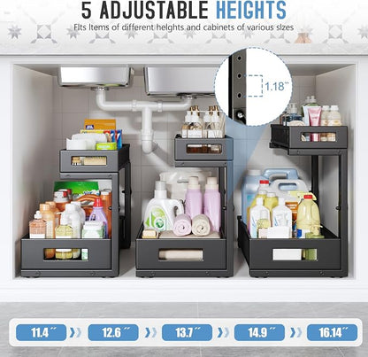 1 Pack 17IN Depth Under Sink Storage Organizer, Large 2-Tier Elegant Mesh Pull - Image 5