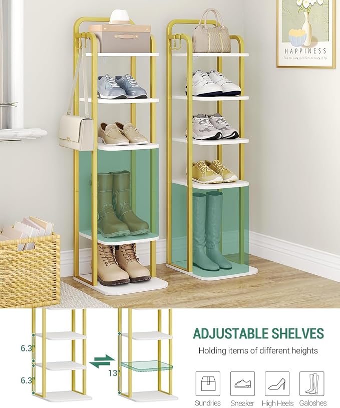 Hzuaneri 6 Tiers Vertical Shoe Rack, Narrow Shoe Tower, Tall Shoes Shelf - Image 4