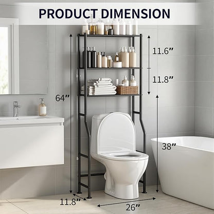 3-Tier Over The Toilet Storage, Freestanding Metal Bathroom Shelves, Space - Image 2