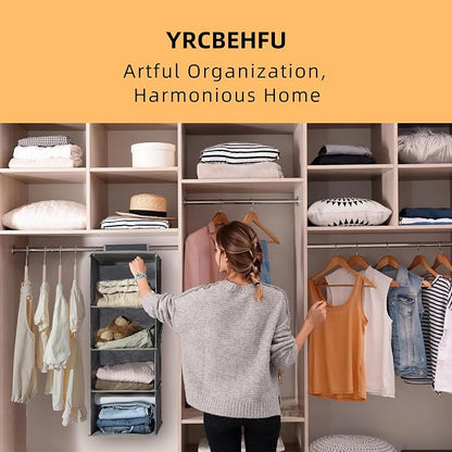 2 Packs Hanging Closet Organizer Storage, 6-Shelf Hanging Shelves Clothes - Image 2