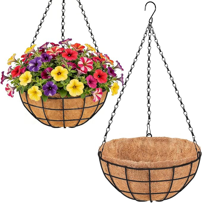 14 Inch Hanging Planters for Outdoor Plants, 2 Pack Large Hanging Baskets | by Unknown