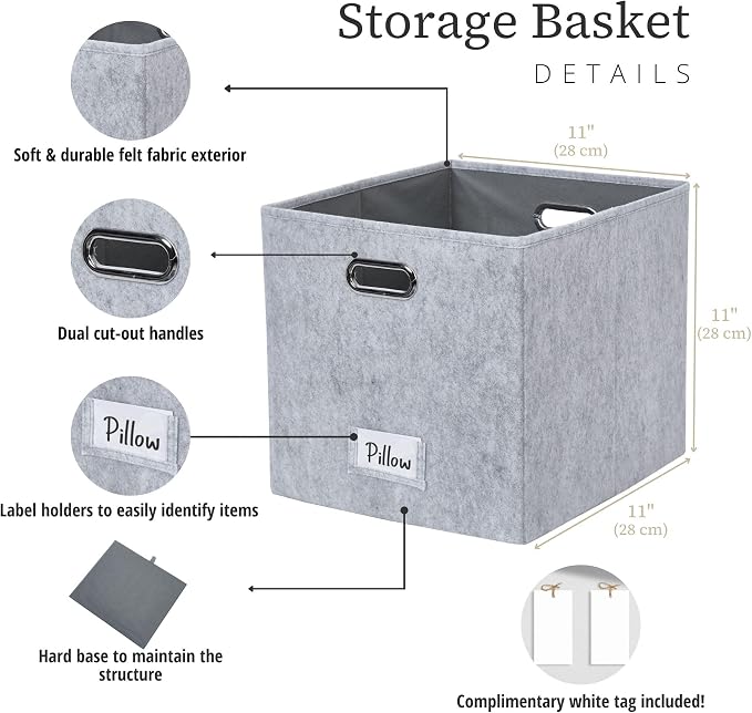 DECOMOMO Felt Storage Bins, 11 inch Cube Storage Bin - Image 3