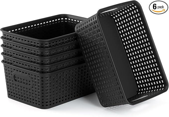 AREYZIN Plastic Storage Baskets Set of 6 Sturdy Small Organizer Plastic Storage by AREYZIN