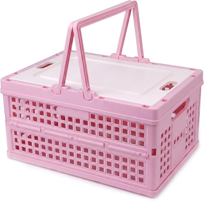 Collapsible Storage Crate, Foldable Plastic Basket by Vivikivi