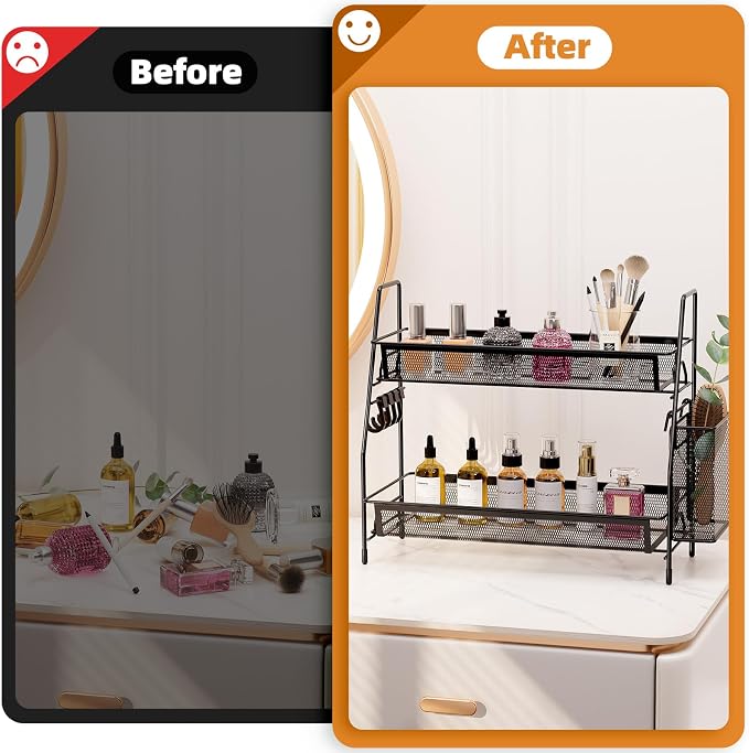 VITVITI 2-Tier Bathroom Organizer Countertop, Metal Wire Mesh Bathroom Counter - Image 4