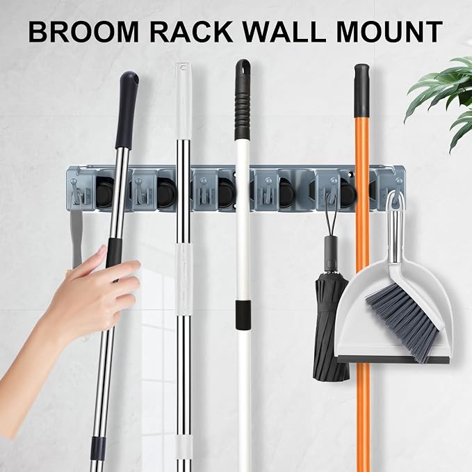 nacena Broom Holder Wall Mount, 2 Packs grey Wall Hanging Garden Tool & Utility - Image 6