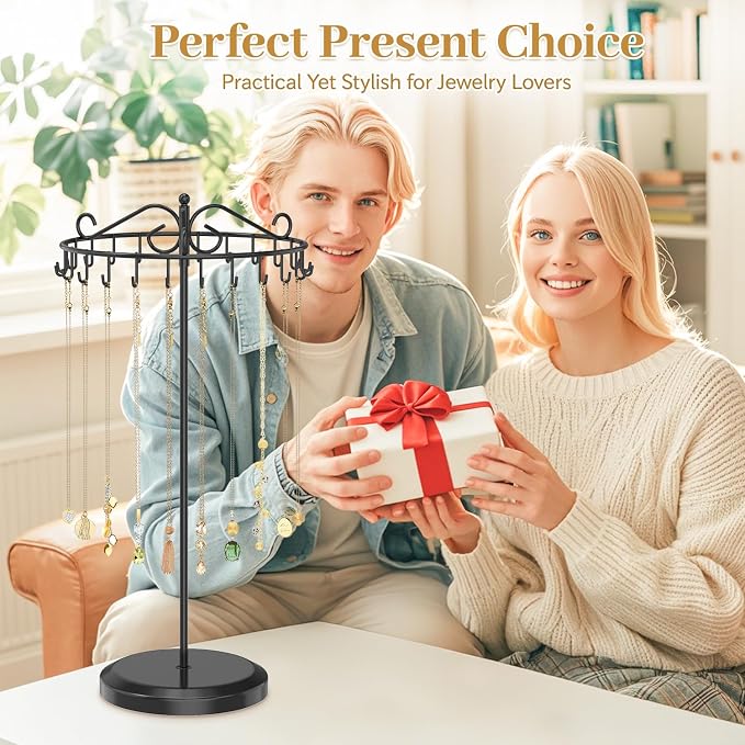 MODOWEY Rotating Necklace Holder Organizer Display Stand - Image 7