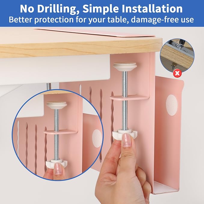 LUKETURE Desk Side Storage Laptop Holder No Drill Clamp On Organizer | Steel - Image 6