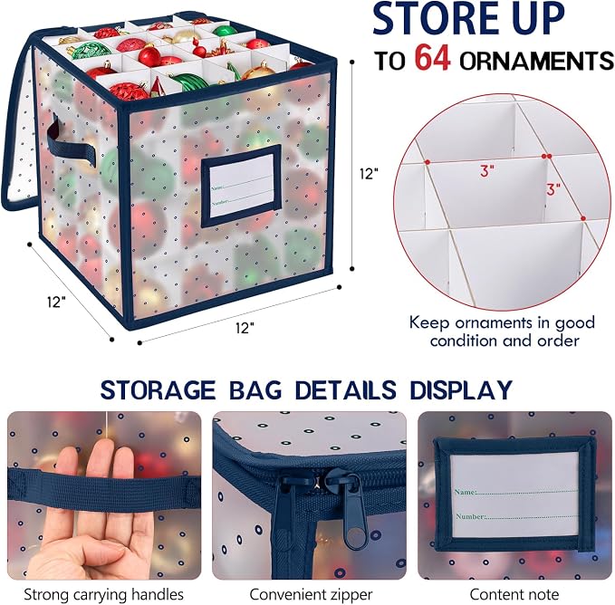 BINSUNS Christmas Ornament Storage Box, Christmas Storage Containers Organizer - Image 2