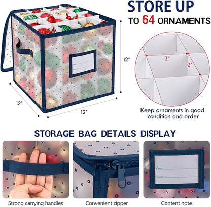 BINSUNS Christmas Ornament Storage Box, Christmas Storage Containers Organizer - Image 2
