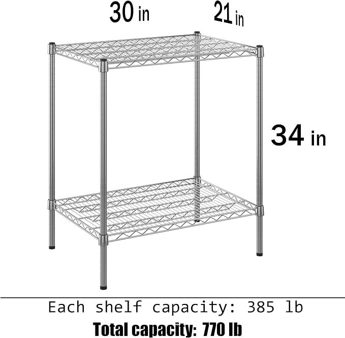 21" Deep x 30" Wide x 34" Height Wire Shelving Kit | 2-Tier | NSF Commercial - Image 3