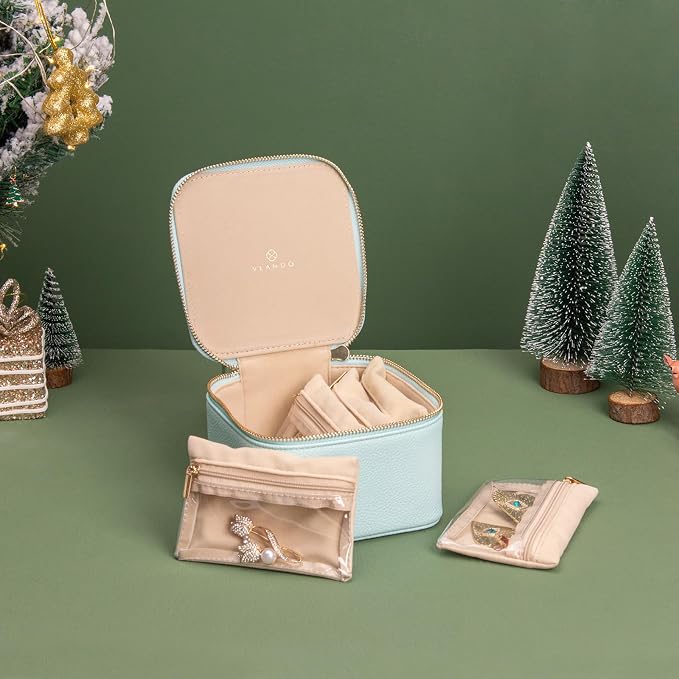 Vlando Travel Jewelry Box for Women Faux Leather Jewelry Box - Image 2