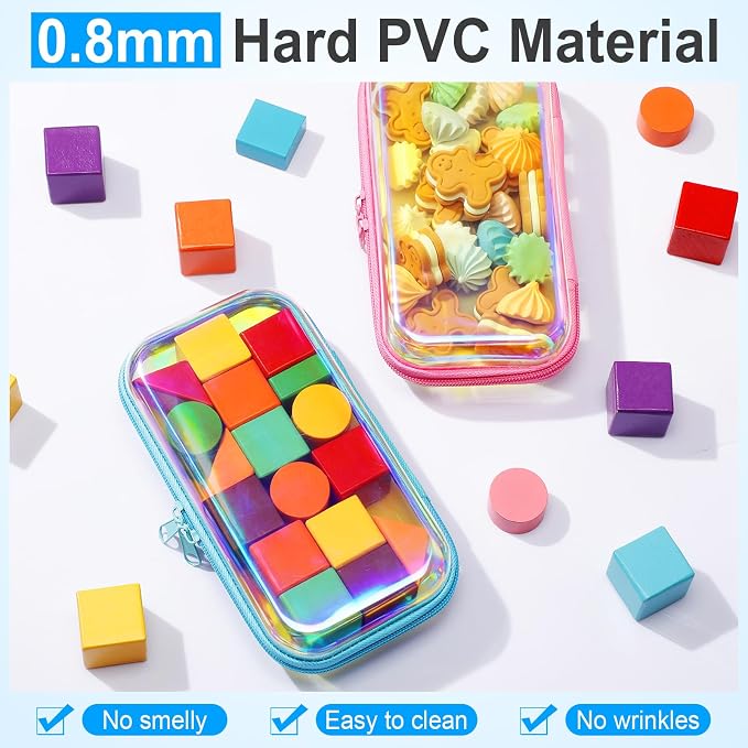 Sanwuta 6 Pcs Clear Hard Zipper Case Hard Plastic Zipper Pouches Transparent - Image 4