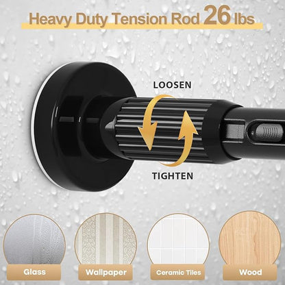 Black Tension Curtain Rod 41-126 In, Outdoor Curtain Rod | No Drilling - Image 3