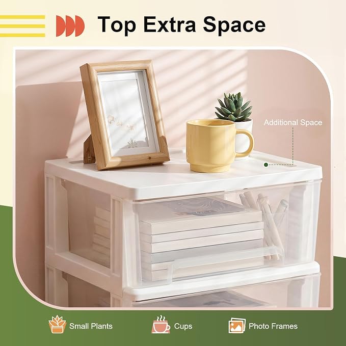Plastic Drawer Storage Organizer Rolling Cart, Vertical Storage Tower Container - Image 3