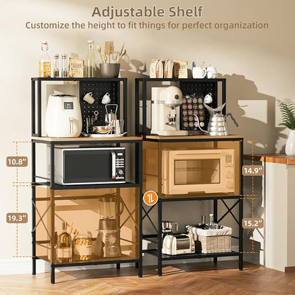 Kitchen Bakers Rack with Pegboard, 4-Tiers Coffee Bar Table, Heavy-Duty Metal - Image 5