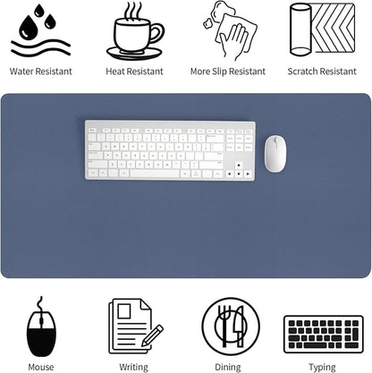Bloss Grey Blue Desk Mat, Leather Desk Matt - Image 4